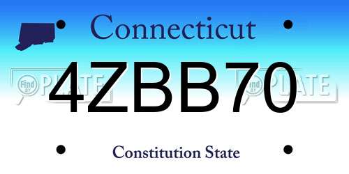4ZBB70 Connecticut License Plate