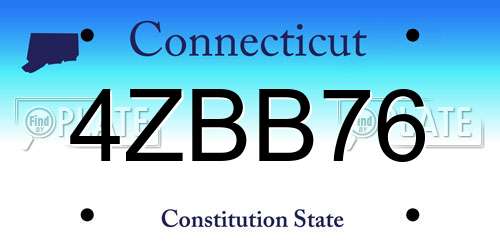 4ZBB76 Connecticut License Plate