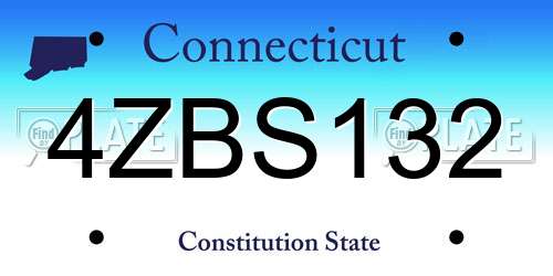 4ZBS132 Connecticut License Plate
