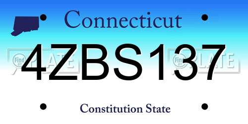 4ZBS137 Connecticut License Plate