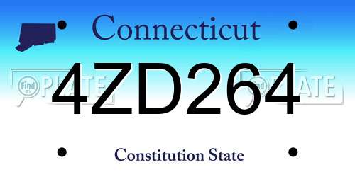 4ZD264 Connecticut License Plate