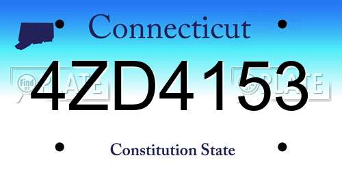 4ZD4153 Connecticut License Plate