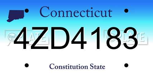 4ZD4183 Connecticut License Plate