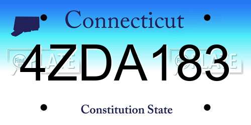 4ZDA183 Connecticut License Plate