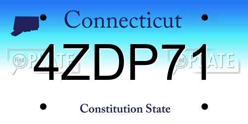 4ZDP71 Connecticut License Plate