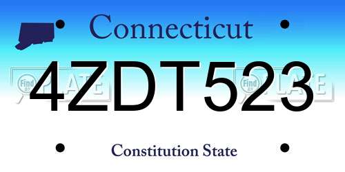 4ZDT523 Connecticut License Plate