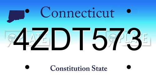4ZDT573 Connecticut License Plate