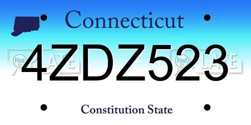 4ZDZ523 Connecticut License Plate
