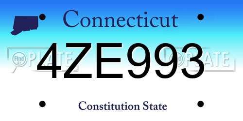 4ZE993 Connecticut License Plate