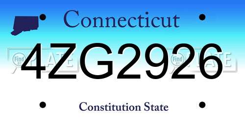 4ZG2926 Connecticut License Plate