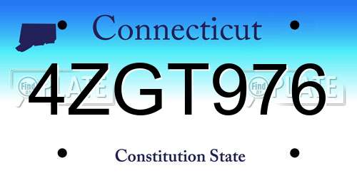 4ZGT976 Connecticut License Plate