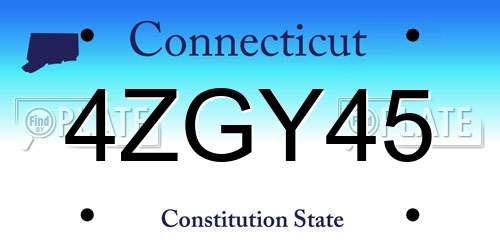 4ZGY45 Connecticut License Plate