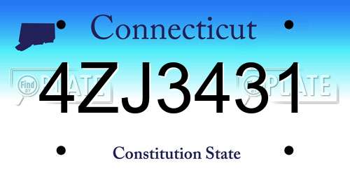 4ZJ3431 Connecticut License Plate