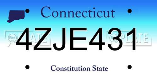 4ZJE431 Connecticut License Plate