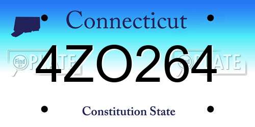 4ZO264 Connecticut License Plate