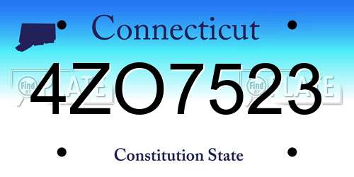 4ZO7523 Connecticut License Plate
