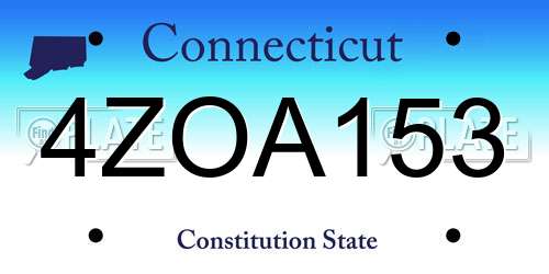 4ZOA153 Connecticut License Plate