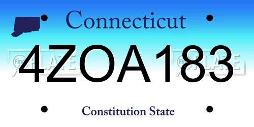 4ZOA183 Connecticut License Plate