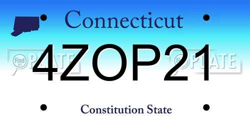 4ZOP21 Connecticut License Plate