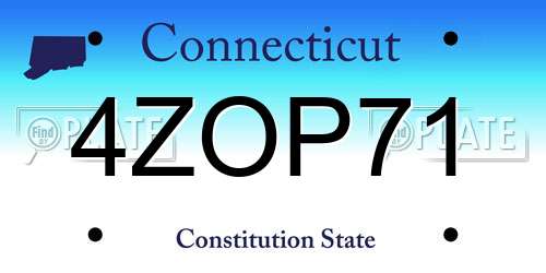 4ZOP71 Connecticut License Plate