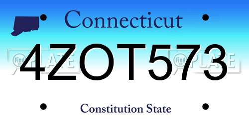 4ZOT573 Connecticut License Plate
