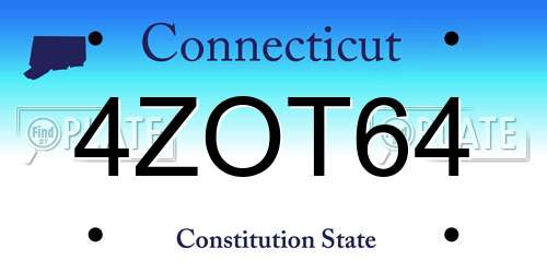 4ZOT64 Connecticut License Plate