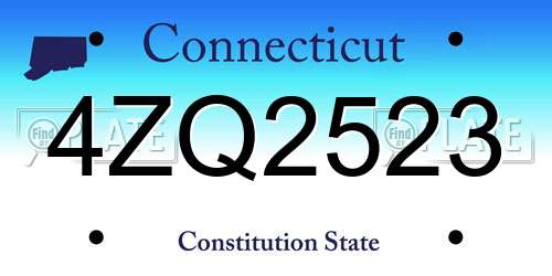 4ZQ2523 Connecticut License Plate