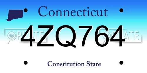 4ZQ764 Connecticut License Plate