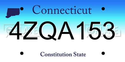 4ZQA153 Connecticut License Plate