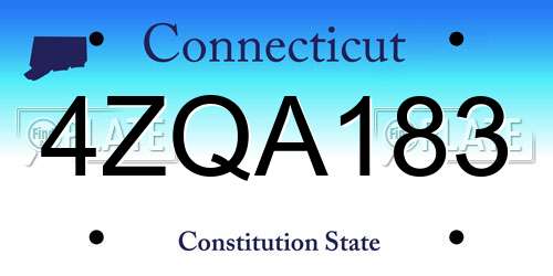 4ZQA183 Connecticut License Plate