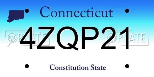 4ZQP21 Connecticut License Plate