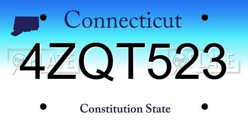 4ZQT523 Connecticut License Plate