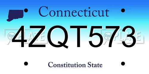 4ZQT573 Connecticut License Plate