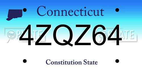 4ZQZ64 Connecticut License Plate
