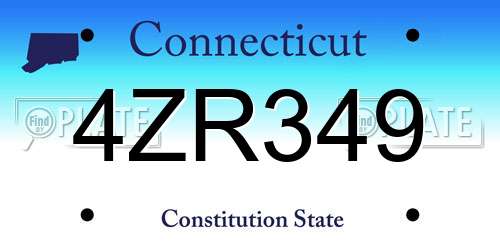 4ZR349 Connecticut License Plate
