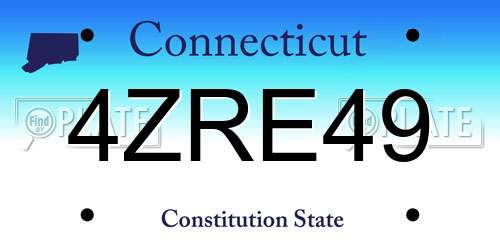 4ZRE49 Connecticut License Plate