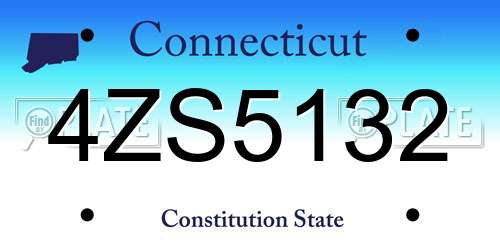 4ZS5132 Connecticut License Plate