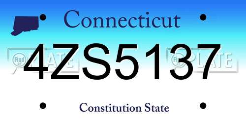 4ZS5137 Connecticut License Plate