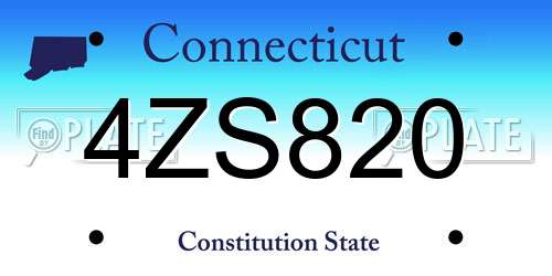 4ZS820 Connecticut License Plate