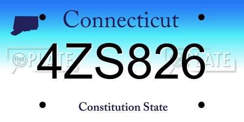 4ZS826 Connecticut License Plate
