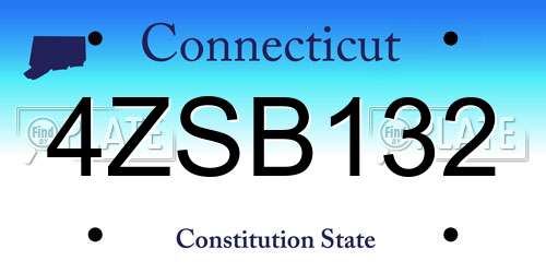 4ZSB132 Connecticut License Plate