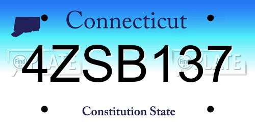 4ZSB137 Connecticut License Plate