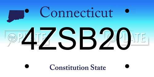 4ZSB20 Connecticut License Plate
