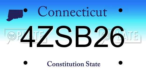4ZSB26 Connecticut License Plate