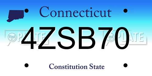 4ZSB70 Connecticut License Plate