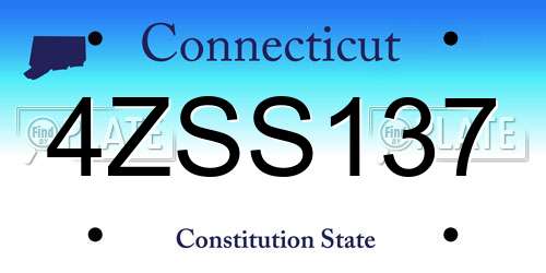 4ZSS137 Connecticut License Plate