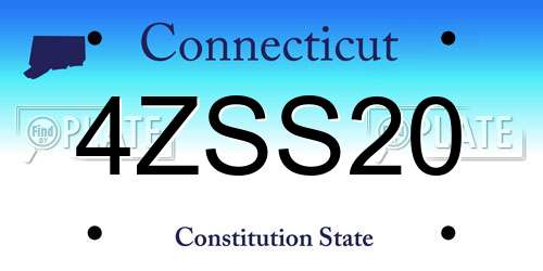 4ZSS20 Connecticut License Plate