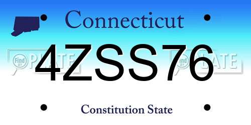 4ZSS76 Connecticut License Plate
