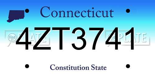 4ZT3741 Connecticut License Plate