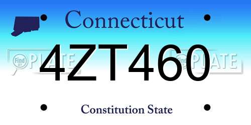 4ZT460 Connecticut License Plate